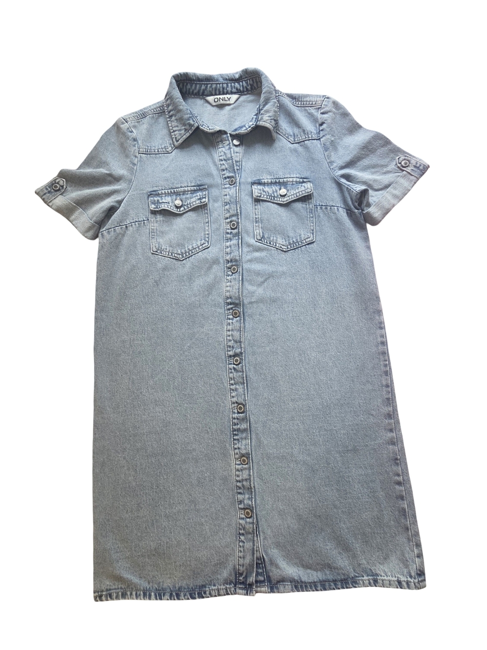 Only Light Wash Denim Midi Shirt Dress